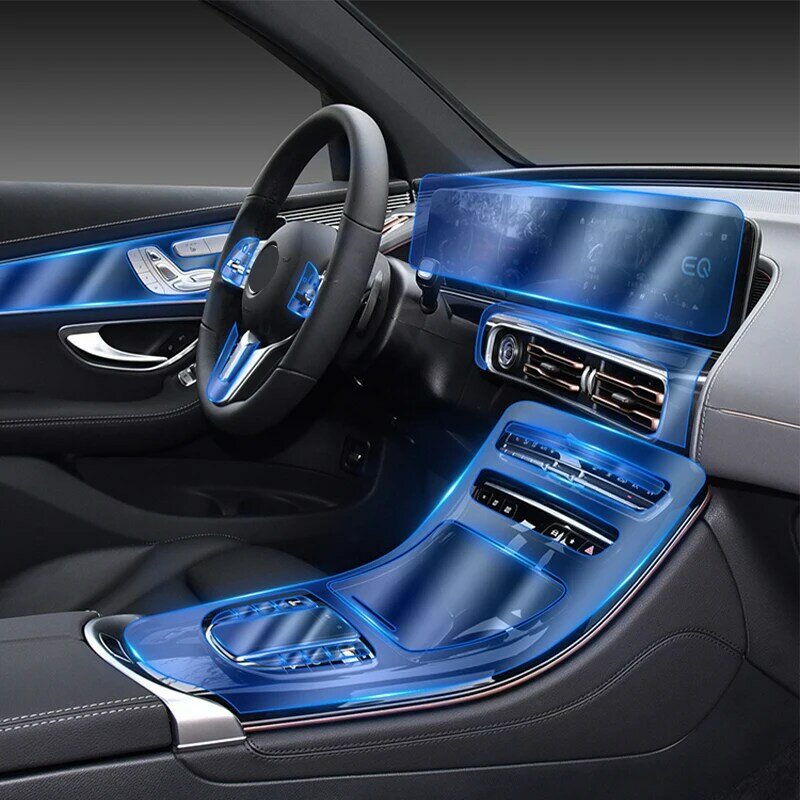 TPU Untuk Benz Mercedes EQC EQC400 EQC350 Film Pelindung Transparan Stiker Interior Mobil Panel Kontrol Pusat Panel Udara Pintu Roda Gigi
