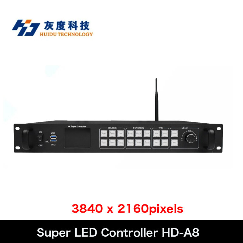 Huidu-REPRODUCTOR DE pantalla LED Super LED de modo Dual, HD-A8 compatible con 3840x2160 píxeles, funciona con tarjeta receptora R712 ,R716 ,R708