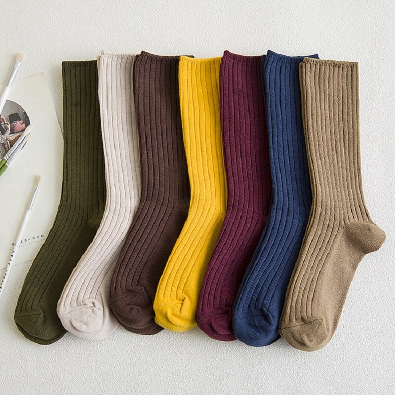 Rohr mittlere Crew Frauen fest für Socken Baumwolle weiß schwarz lange koreanische Harajuku lose Winter Herbst Farben grundlegende klassische Qualität