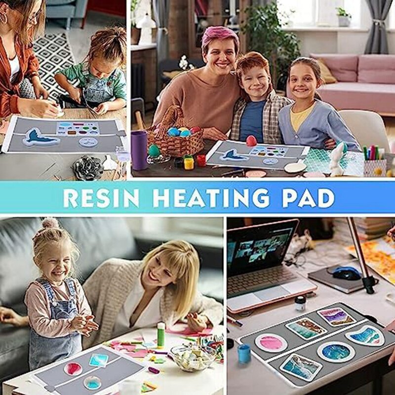 Resin Heating Pad, Epoxy Resin Quickdry Tool Set With Timer And Lid For Coaster Jewelry Silicone Mold US Plug Easy Install