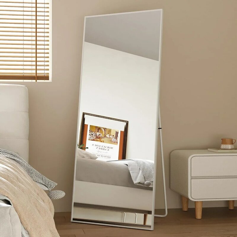 HUIMEI2Y-Full Comprimento Espelho com Suporte, Espelho Pendurado, Corpo Temperado, 63 "x 18"