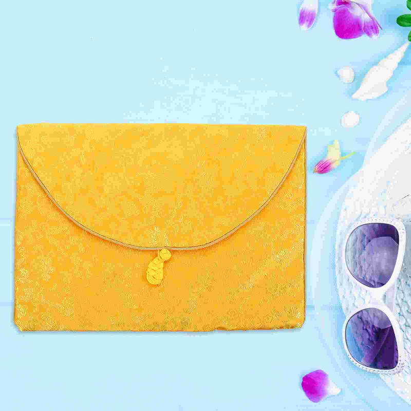 Bolsa de brocado de doble capa para guardar joyas budistas, pequeña y delicada, ideal para guardar regalos, escritura Retro