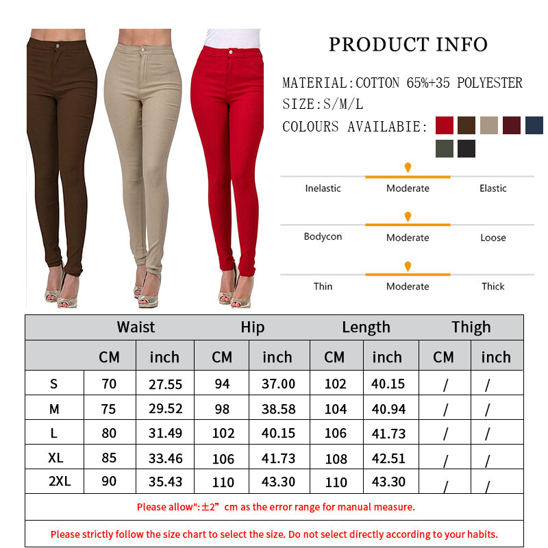 Jeans vermelhos finos para mulheres, calças elásticas, slim fit, colorido, casual, leggings para os pés, primavera e verão