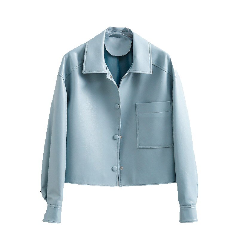 Casual And Versatile Sheepskin Leather Jacket, Women's Short Shirt, Loose And Slimming Leather Jacket Jacket, Jacket