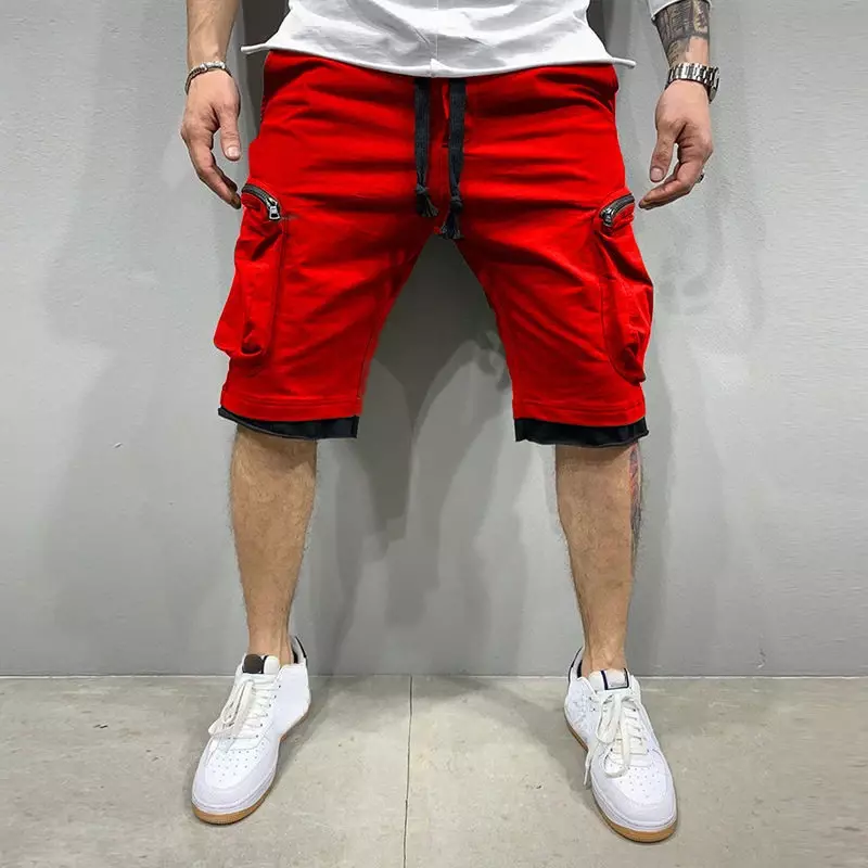 Male Bermuda Short Pants Over Knee Men's Cargo Shorts with Zipper Long Combat Luxury Free Shipping Wide Harajuku Loose Y2k Homme