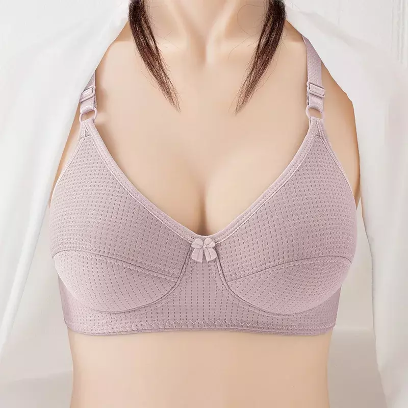 Comfortable breathable cotton thin cup underwear bra simple natural middle-aged and elderly women without underwire