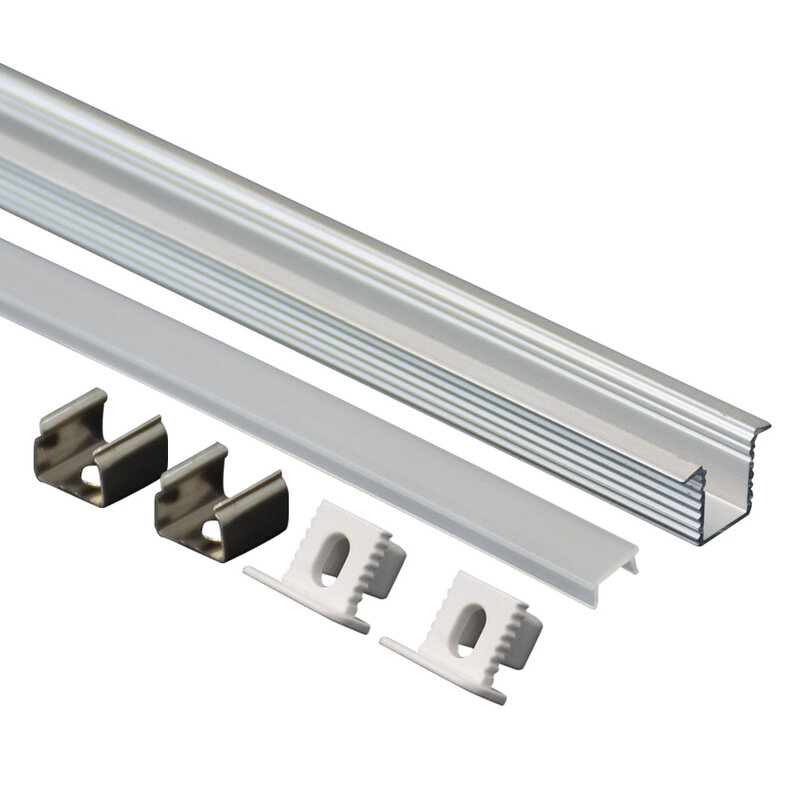 Tira de luces LED de aluminio para instalación integrada en armarios y armarios, hermoso Perfil de 8x9mm, 1 piezas, 0,5 m