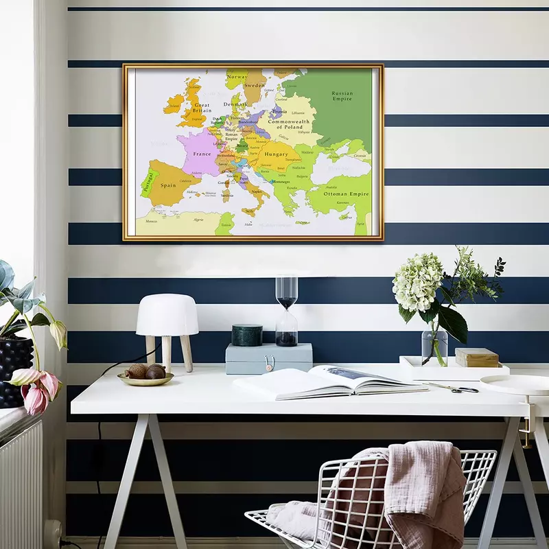 Lienzo de pintura Retro del mapa de Europa, póster de arte de pared, suministros escolares de viaje, decoración del hogar, 59x42cm, 1700-1850