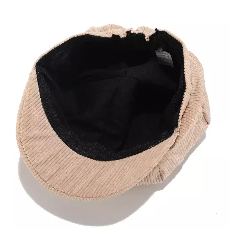 Boina de pana cálida para mujer, sombreros octogonales coreanos, sombrero de Newsboy de Color sólido Retro, gorras Vintage, accesorios de sombrero de pintor, invierno y otoño