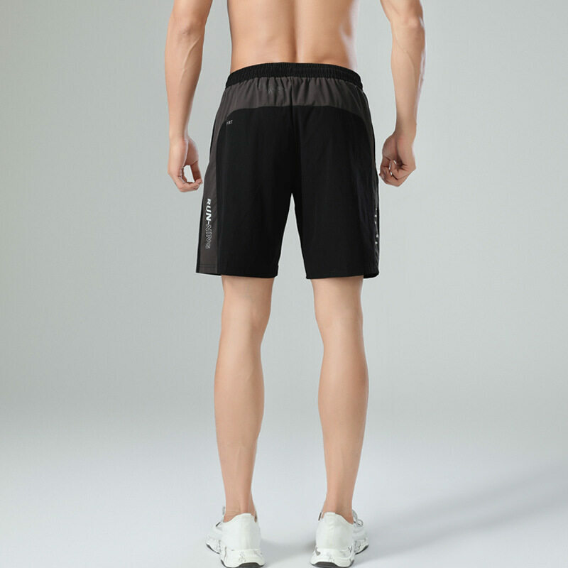 Celana pendek olahraga pria, M-5XL, bawahan sutra dingin cepat kering untuk olahraga Jogging Gym Fitness atletik dengan saku MM429