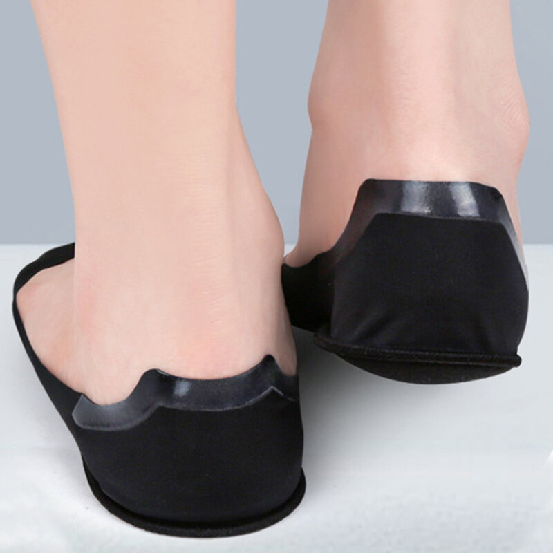 Kaus kaki pendek elastis untuk wanita, kaus kaki perahu bantalan anti selip silikon potongan rendah warna hitam abu-abu, kaus kaki tak terlihat pergelangan kaki musim panas untuk wanita