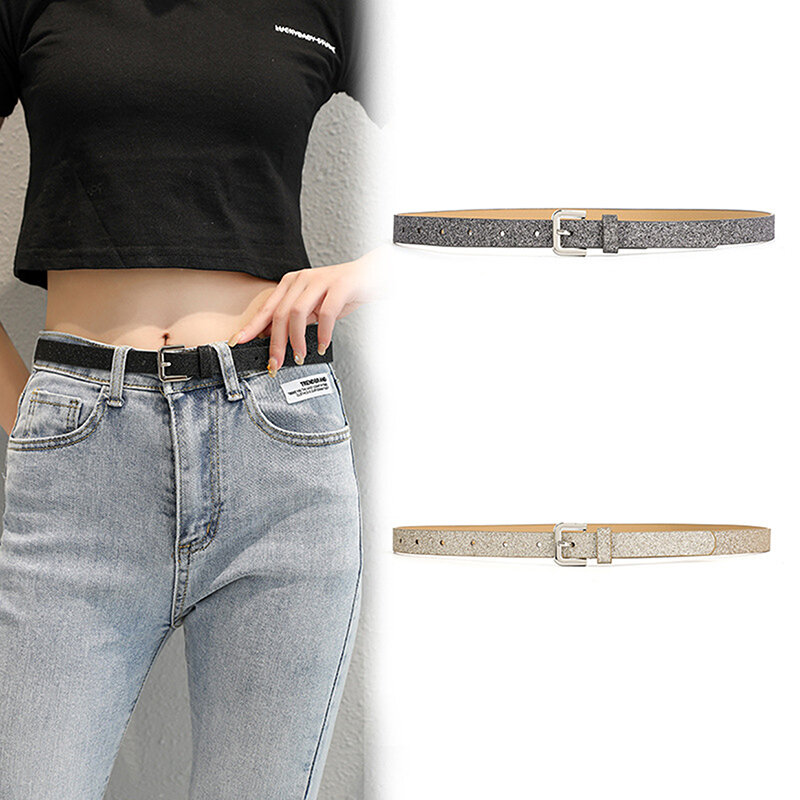 Moda feminina simples brilhante cinto fivela retalhos cintura ajustável chique streetwear senhora feminino cintos de cintura 105x1.8cm