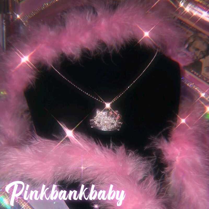 Y2k Hello Kitty Sanrio collar con cadena, aleación de cristales plateados, encanto femenino, diamantes de imitación, colgante gótico, joyería, regalo del Día de San Valentín