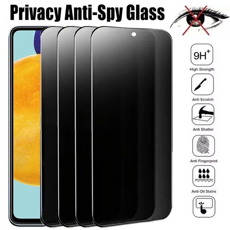 Protector de pantalla de privacidad para Samsung, vidrio antiespía para A53, A13, A52S, A52, A32, A12, A55, A51, A72, A22, A33, A73, A21S, A54, S10E, S20FE, 1-4 unidades