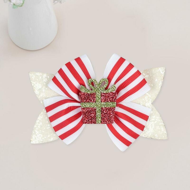 Cartoon Christmas Hair Clip Kids Hairpin Colorful Double Layer Sequin Bow Hair Accessories for Girls Festive Christmas for Kids