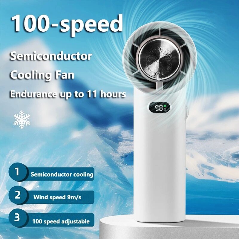 Ventilateur portable turbo à 100 vitesses de vent, mini ventilateur personnel réglable, à piles 3600mAh, ventilateur à main électrique, refroidissement rapide