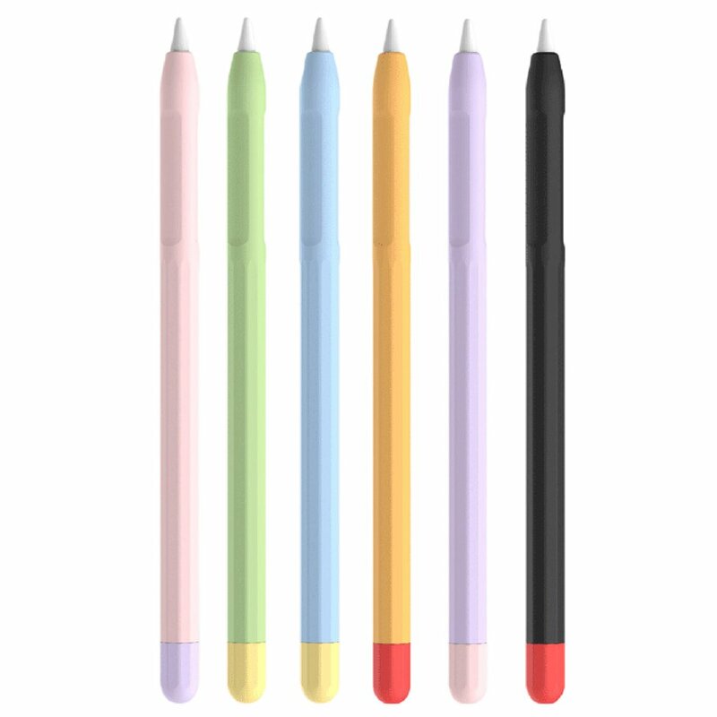 Caneta de silicone capa stylus para apple pencil tablet antiderrapante canetas de toque anti-queda com 2 mangas de ponta caso de proteção caneta