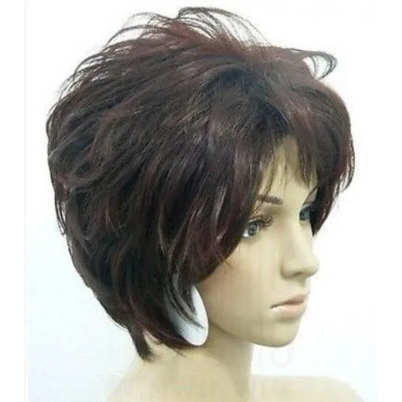>>> Новый парик из темно-коричневых коротких вьющихся синтетических волос