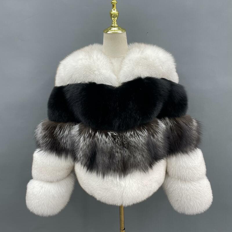 女性のためのオリジナルの毛皮のコート,パーソナライズされたファッション,自然なキツネの毛皮のジャケット,暖かい衣装,冬のコレクション2023