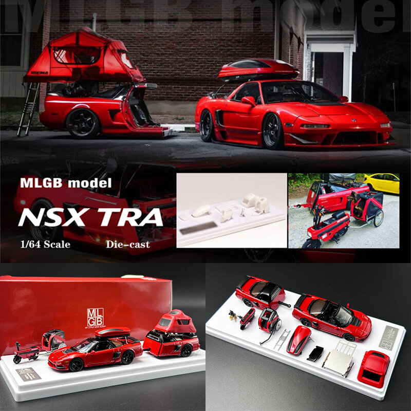 MLGB-Ensemble de remorque de camping NSX TRA, y compris les accessoires de rêve, Diorama moulé sous pression, collection de modèles de voitures miniatures, jouet en stock, 1:64