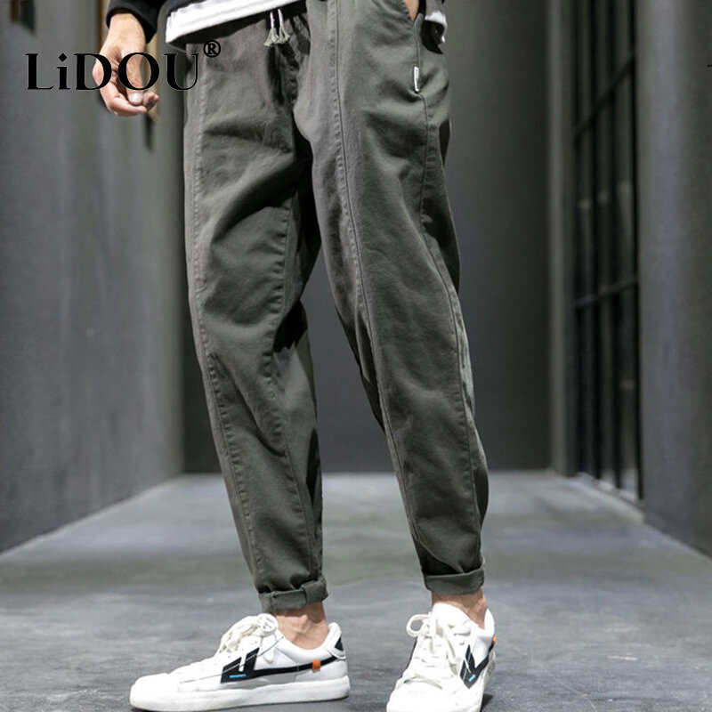 2022 primavera outono nova moda temperamento coreano calças homem em linha reta perna solta casual masculino calças hip hop streetwear roupas