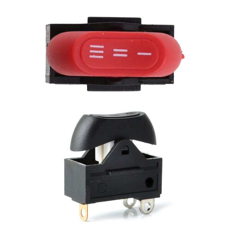 Interruptor de botón para secador de pelo eléctrico, calentador de botella de agua caliente, interruptor basculante, 3 velocidades, color negro y rojo, 20CC