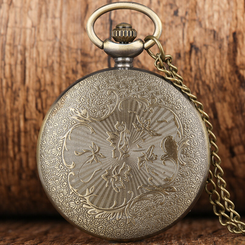 Zegarek kieszonkowy z brązu z wycięciami w pawie kwarcowy analogowy stary naszyjnik zegar wiszący antyczny sweter na prezenty