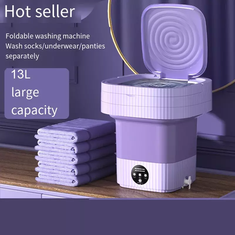 เครื่องซักผ้าอัตโนมัติพับเก็บได้สำหรับเดินทางที่บ้านเครื่องซักเสื้อชั้นในแบบพกพา13L กางเกงชั้นในแบบพับเก็บได้