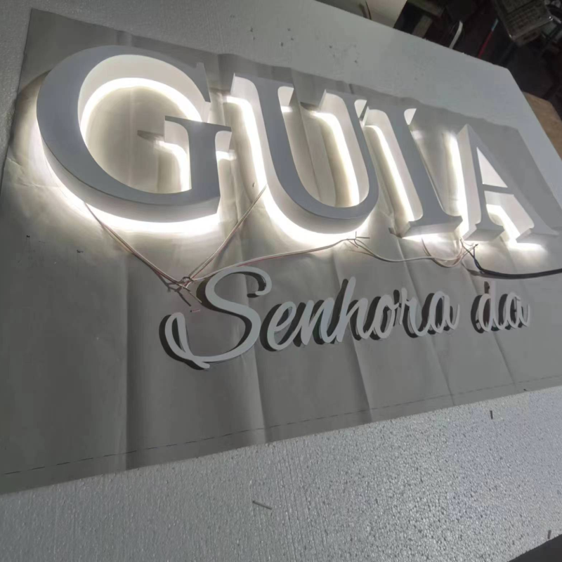 Factory Outlet outdoor advertising backlit  Stainless steel led letter signs, storefront metal LED letters