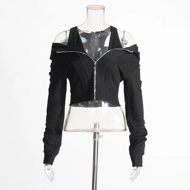 Fashionable Trendy Casual Jacket Spring 2024, New Design With Fishbone Waist And Slim Hooded Hoodie For Women