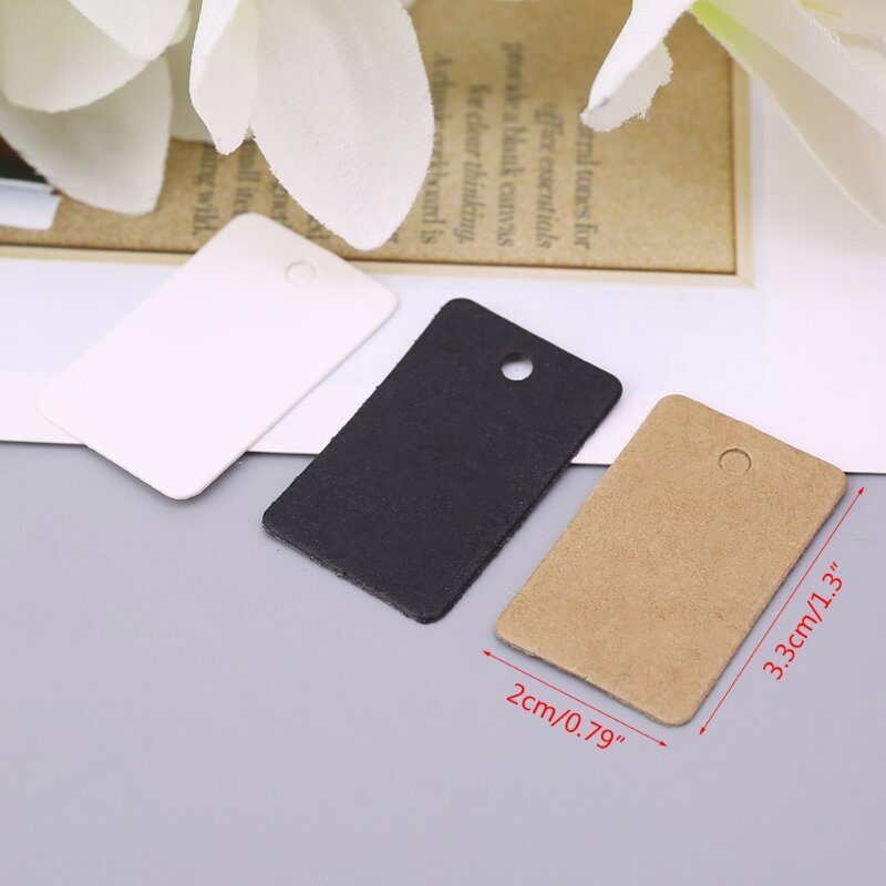 100pcs Kraft Paper Gift Cards Hang Tags Jewelry Labels Tag Craft Decor 2x3.3cm