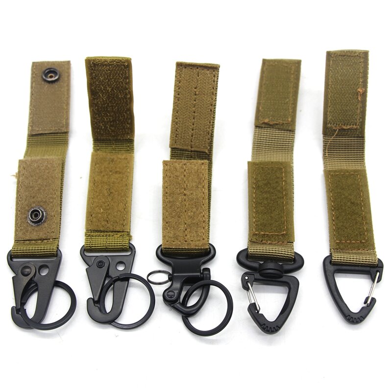 2pcs/set Tactical Molle Key Ring Gear Key Keeper Nylon Belt Keychain Molle Webbing Key Clip Buckle for Belts Molle Bags Backpack