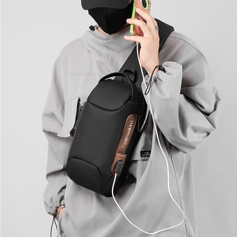 New Men Fashion Multifunction Shoulder Bag Crossbody Bag on Shoulder Travel Sling Bag Pack Messenger Pack Chest Bag for Male