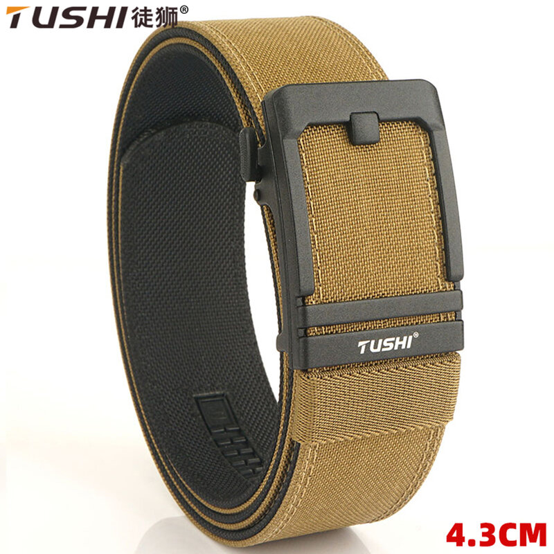 TUSHI New 4.3cm Hard Gun Belt per uomo e donna lega fibbia automatica Tactical Outdoor Belt 1100D Nylon Military IPSC Belt maschio