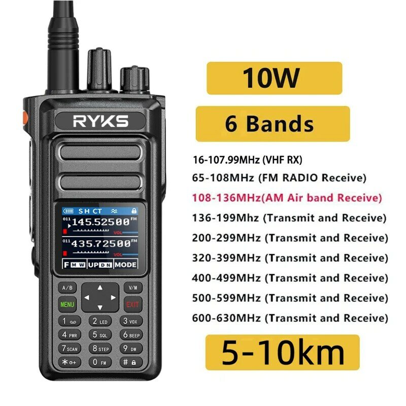 Walkie-talkie Real Ham Radio Comunicador, banda completa, PTT, largo alcance, 2 vías, portátil, FM, estación de Radio Amateur