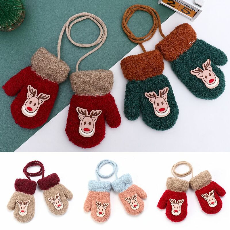 Детские пушистые варежки для малышей, утолщенные Зимние плюшевые перчатки, теплые, фотообои с полными пальцами