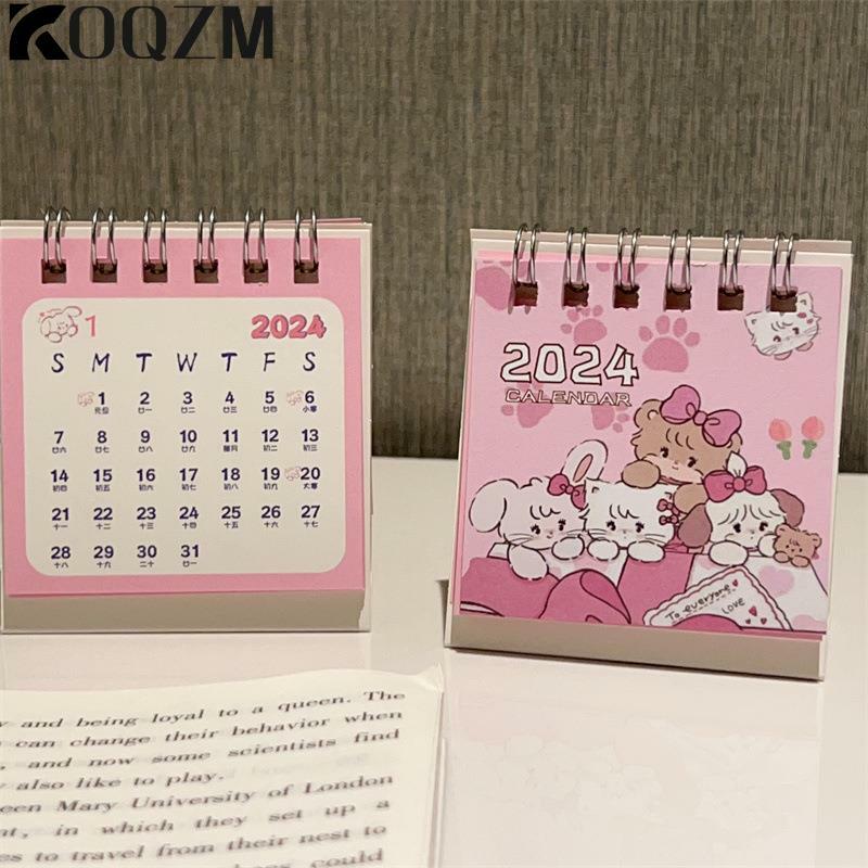 Kalendarz 2024 wykwintne proste biurko odświeżające Mini notatkę na pulpicie w rolce kalendarz książki biurowe przybory szkolne