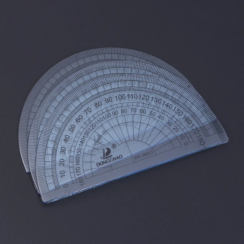 Transtrator plástico claro da matemática, 180 graus, 180 graus, 180 graus, 180 graus, 180 graus, 180 graus