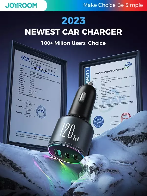 Pomerroom-Chargeur de voiture 120W USB C 3 ports, charge rapide, plusieurs modèles, PD 100W et 35W QC 3.0/4.0