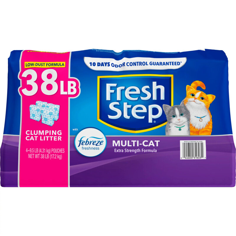 Fresh Step-arena para gatos multigatos perfumada, con el poder de Febreze, 38 lbs