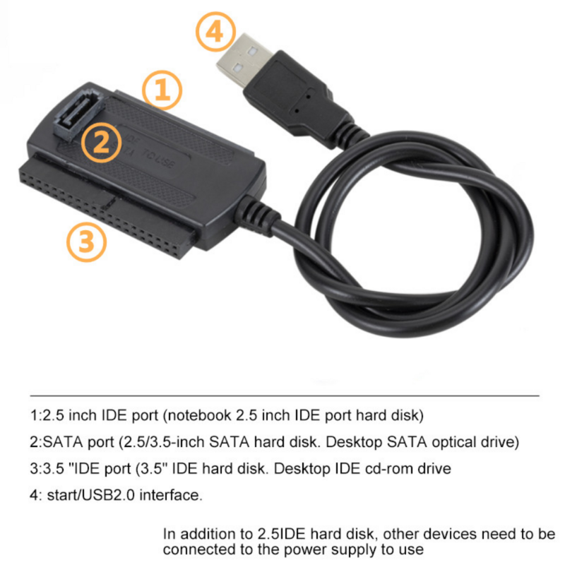 Grwibeou USB 2.0 إلى IDE SATA كابل 3 في 1 S-ATA 2.5 3.5 بوصة قرص صلب HDD محول محول كابل لأجهزة الكمبيوتر المحمول