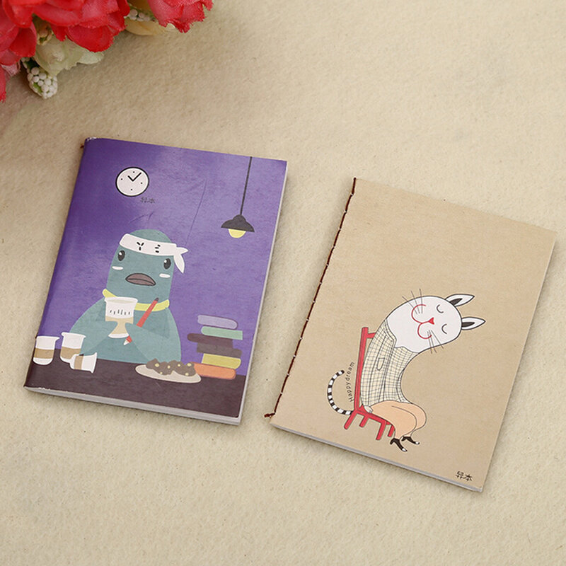20pages/sheet Mini Cartoon Blank Journal Diary Portable Pocket Notebook Office School Supplies