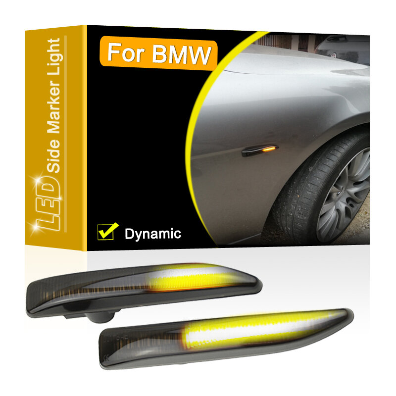 Przydymione soczewki LED boczny błotnik lampa obrysowa płynący sygnał skrętu światło do BMW serii 7 E65 E66 E67 E68 2001 2002 2003 2004 2005-2008