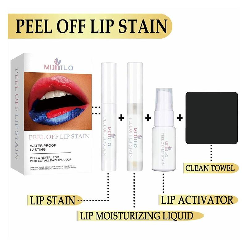 Wonder Liquid Blading Peel Reveal Lip Color Kit incredibile Gloss Tear Stain Lipstick Peel Lip Off Kit duraturo Liquid Off Lip