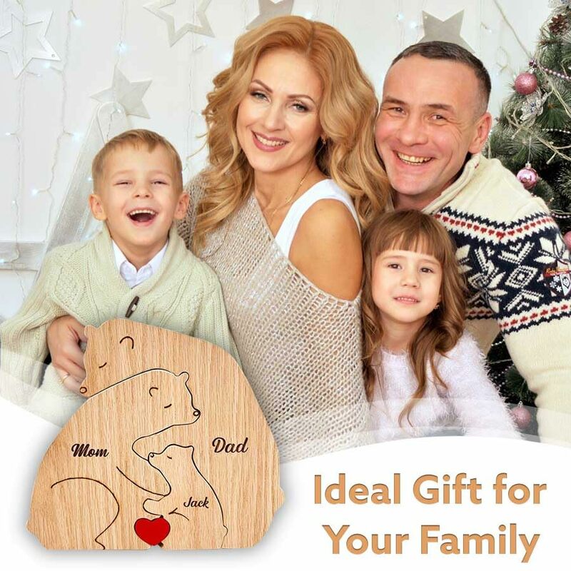 Custom Name Wooden Ornaments To Paint Bear Family Theme Puzzle DIY Free Engraving Family Name Puzzles Home Deco Customized Gift