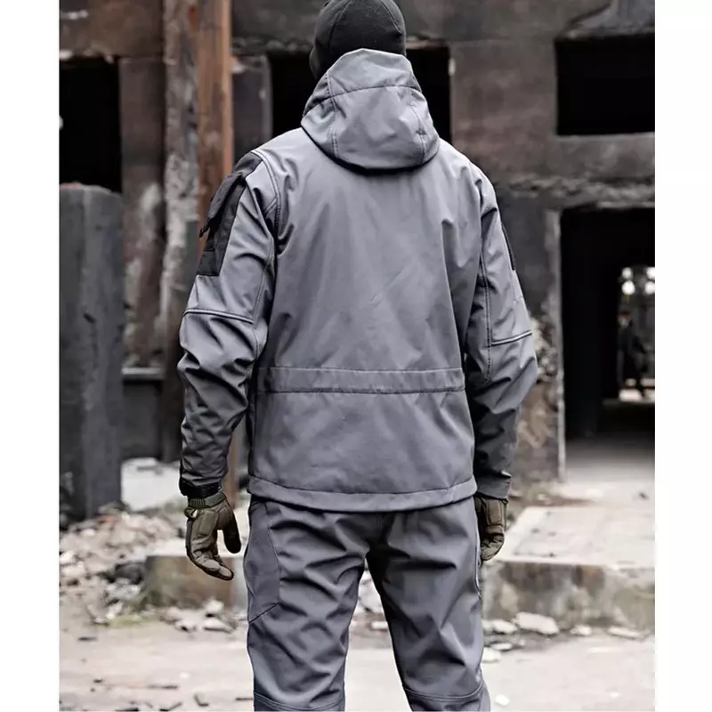 Winter Tactical Suit Men Military Clothing 2 Pieces Set Waterproof Hooded Windbreaker Thermal Jacket Multi-pockets Pants Uniform