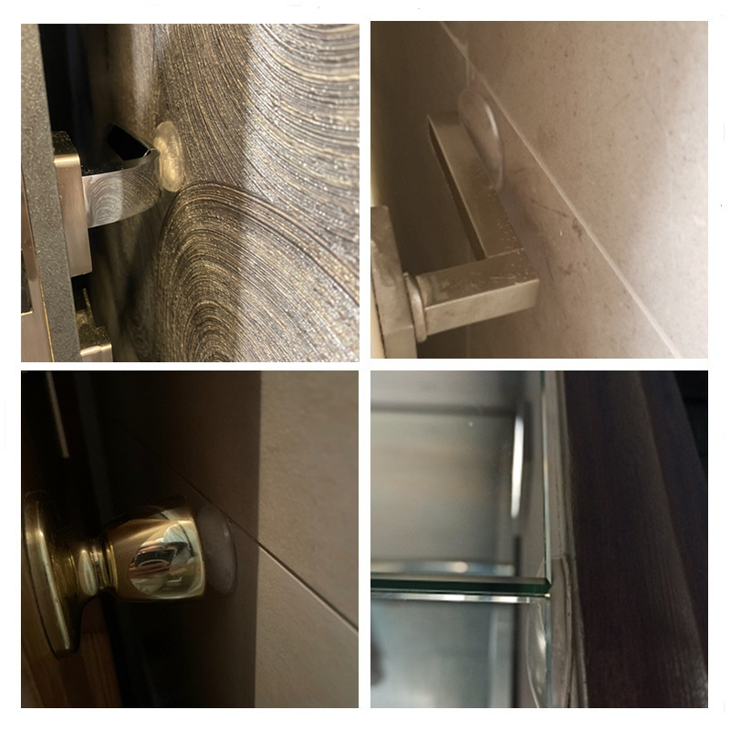 6 Buah Pelindung Dinding Silikon Lembut Transparan Berperekat Pada Pegangan Pintu Bumper Sumbat Pelindung Anti-selip Penutup Pintu Bulat