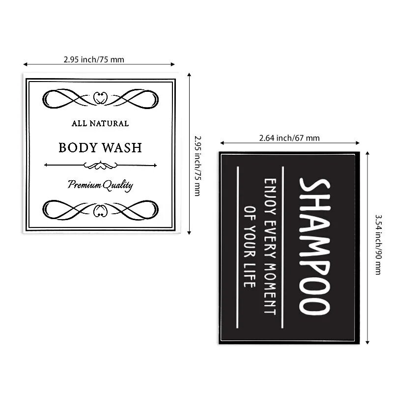 À prova d'água Banheiro Labels Sticker Set, Shampoo, Gel de banho, Condicionador, Etiqueta do frasco, Body Wash, Loção, Removível, 6Pcs