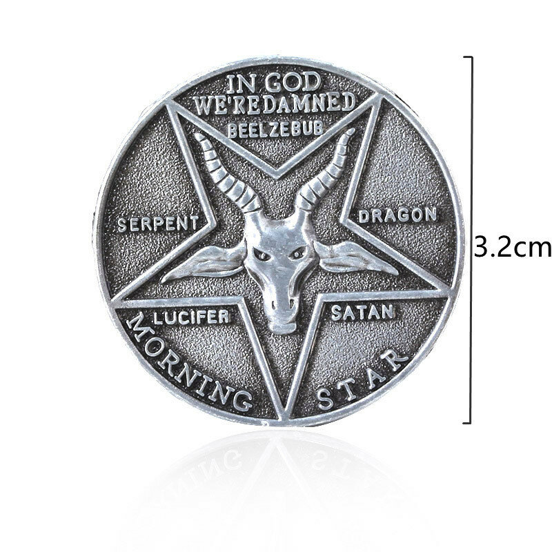 P-jsmen-serie de TV Lucifer Morningstar satánico pentecostero Cosplay moneda conmemorativa Metal moneda insignia accesorios de Halloween Prop