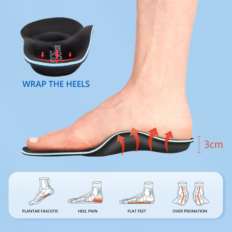 PCSsole wkładki do butów wspierające łuk stopy, wkładki do płaskostopie podeszwy Fasciitis wkładka do butów z pianki Memory wkładki ortopedyczne dla mężczyzn kobiety